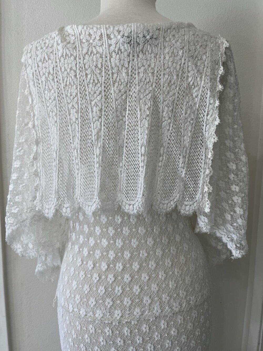 Vtg Jessica McClintock White Lace Prairie Dress Drop Waist Blouson Size 12 M - Picture 4 of 16